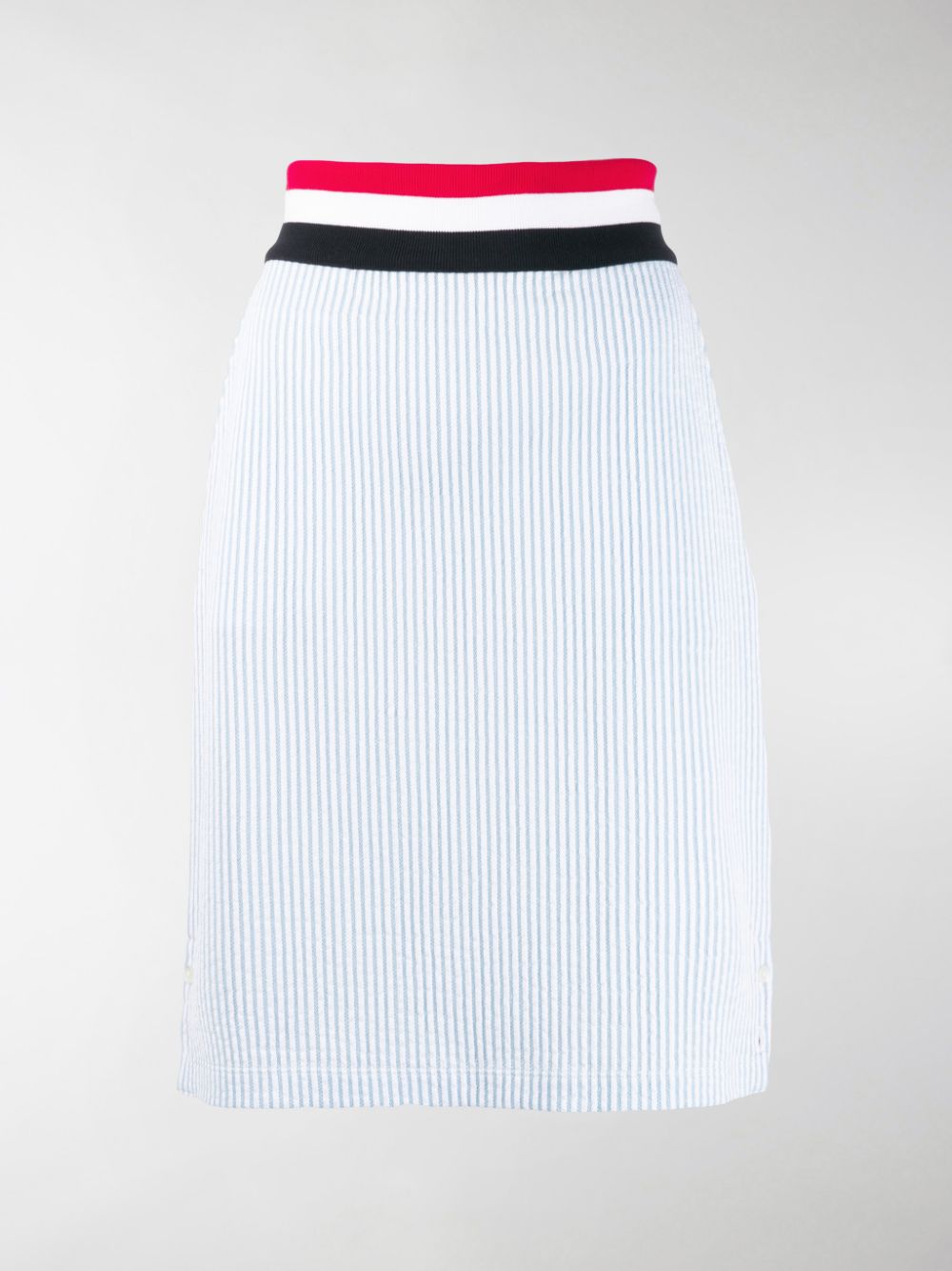 THOM BROWNE RWB WAISTBAND SEERSUCKER SKIRT,14181911