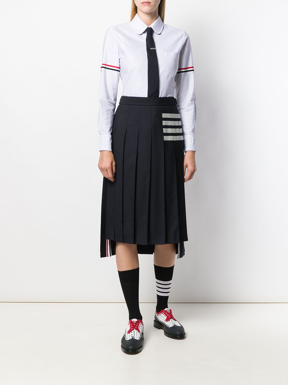 Image 2 of Thom Browne vertical-stripe RWB-detail shirt