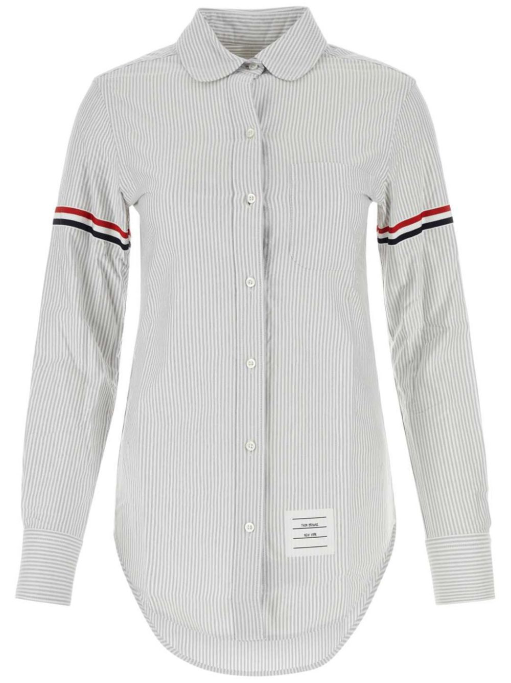 Thom Browne vertical-stripe RWB-detail shirt - Grey