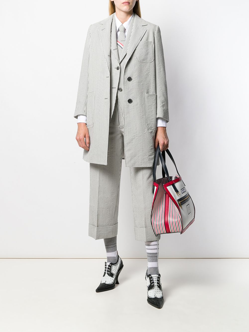 фото Thom browne укороченные брюки из сирсакера