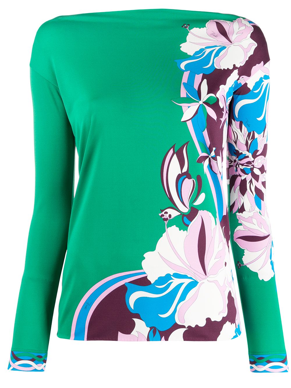 Emilio Pucci Abstract Floral Print Top In Green