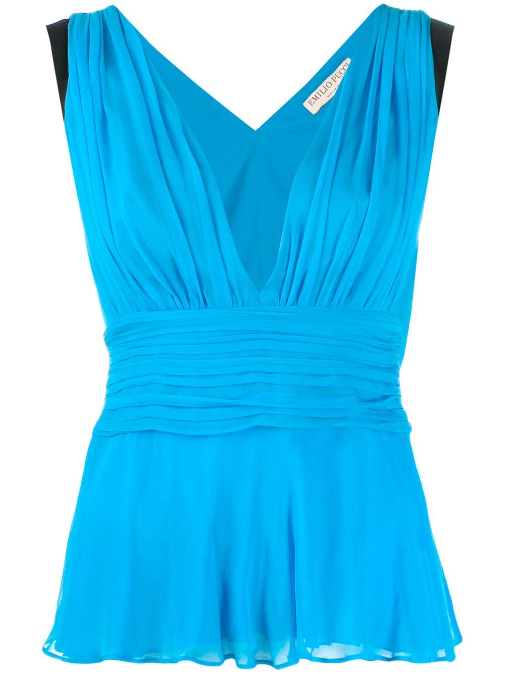 Emilio Pucci Plunging V-neck Sleeveless Top In Blue