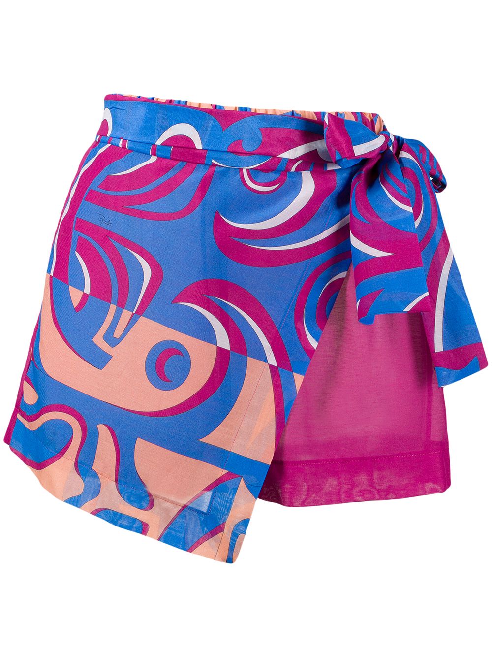 Emilio Pucci Graphic Print Wrap Front Shorts In Blue
