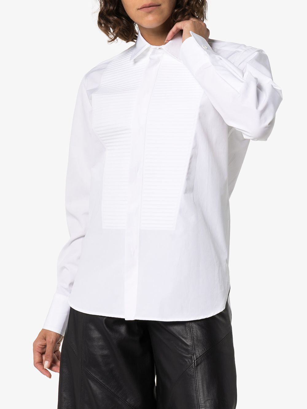 фото Bottega veneta рубашка с плиссированным нагрудником