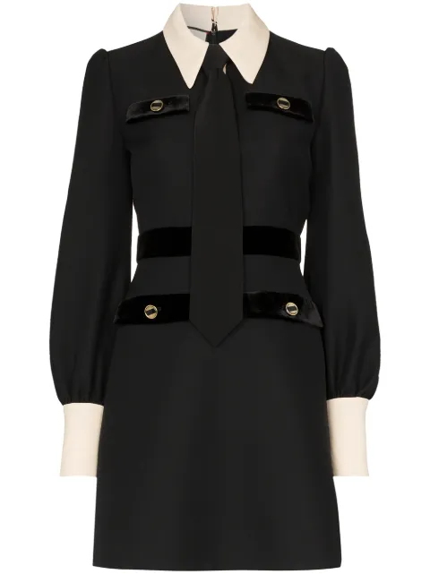 Click to view more detailed imagery on our partner's website Gucci Shirt And Tie Wool Dress In Black