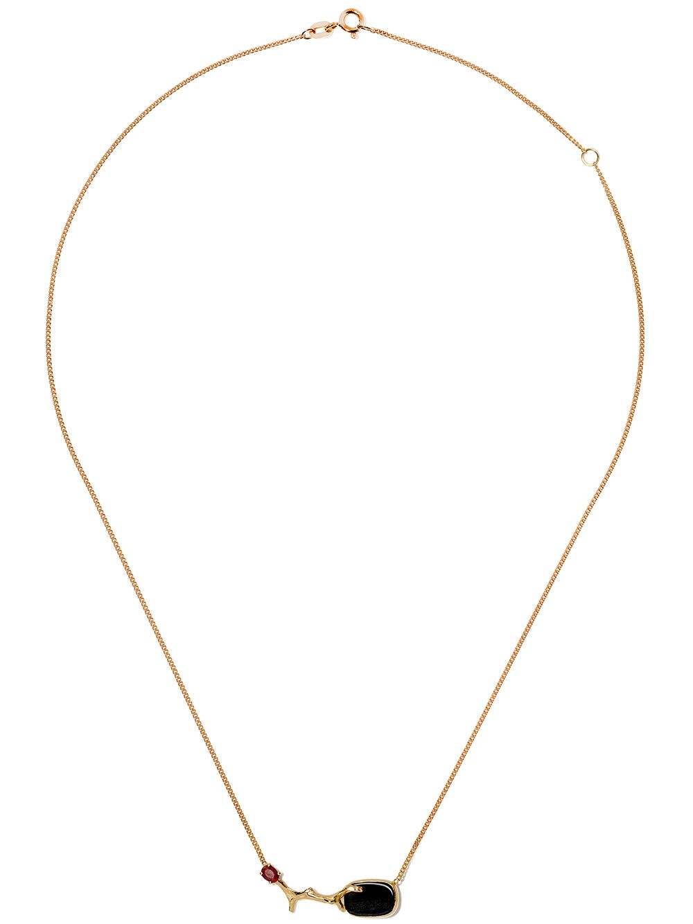 WOUTERS & HENDRIX GOLD 18KT YELLOW GOLD UZERAI EXCLUSIVE BLUE TIGER EYE & RUBY BRANCH NECKLACE