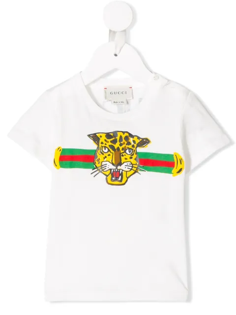 GUCCI archive stripe tiger-print T-shirt