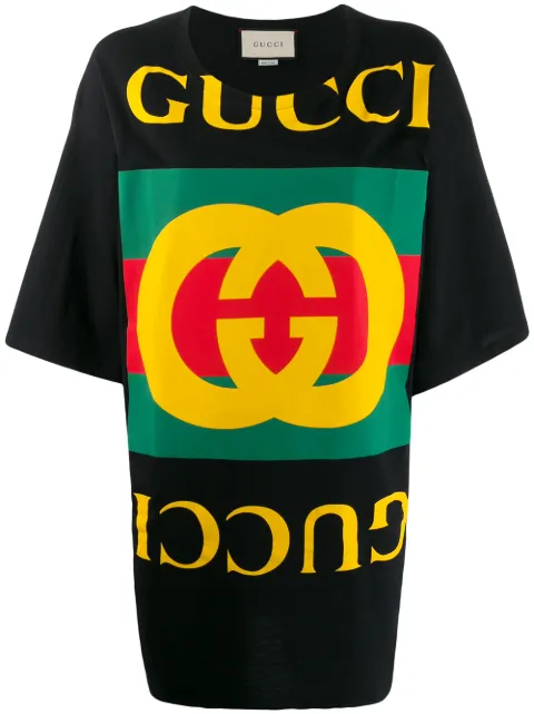 Click to view more detailed imagery on our partner's website Gucci Oversized Printed Cotton T-shirt In 1082 Black