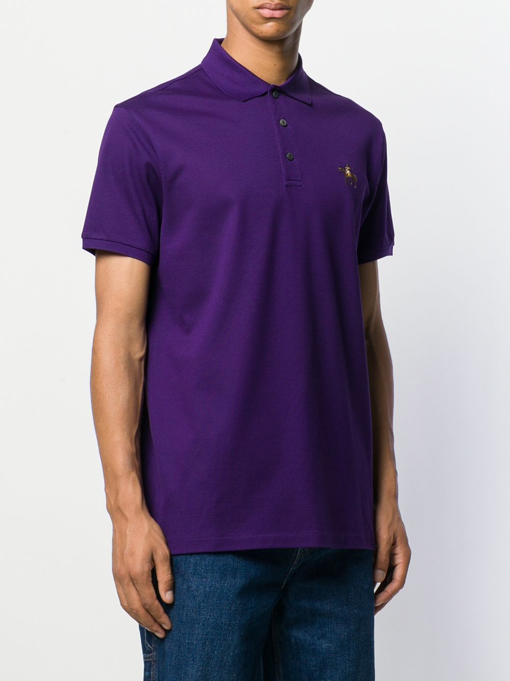 Ralph Lauren Purple Label Keaton Art Deco Monogram Long Sleeve Pique Polo  Shirt
