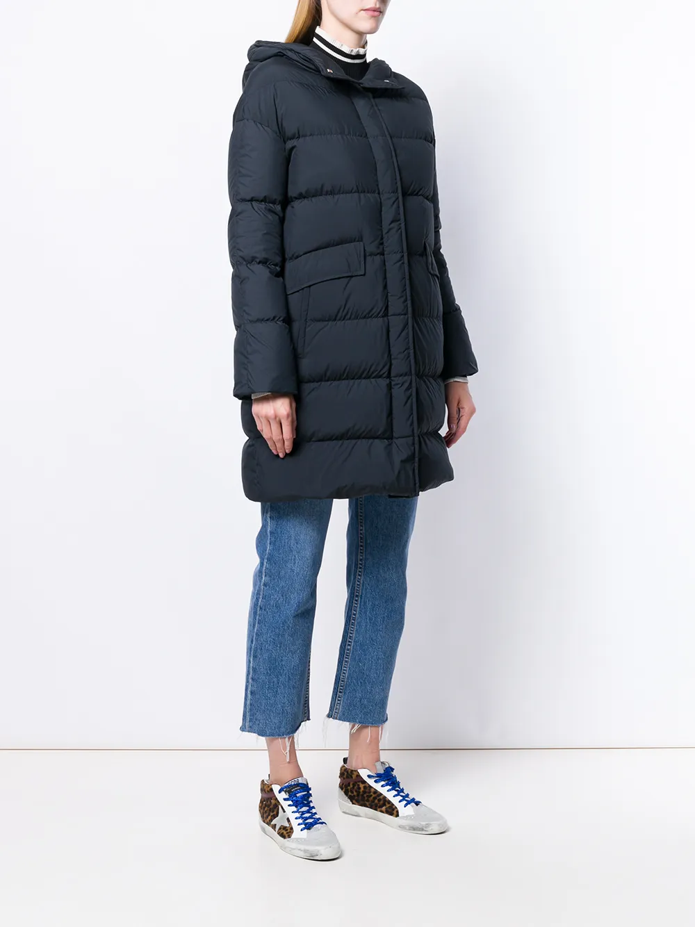 Herno Mantel met capuchon Blauw