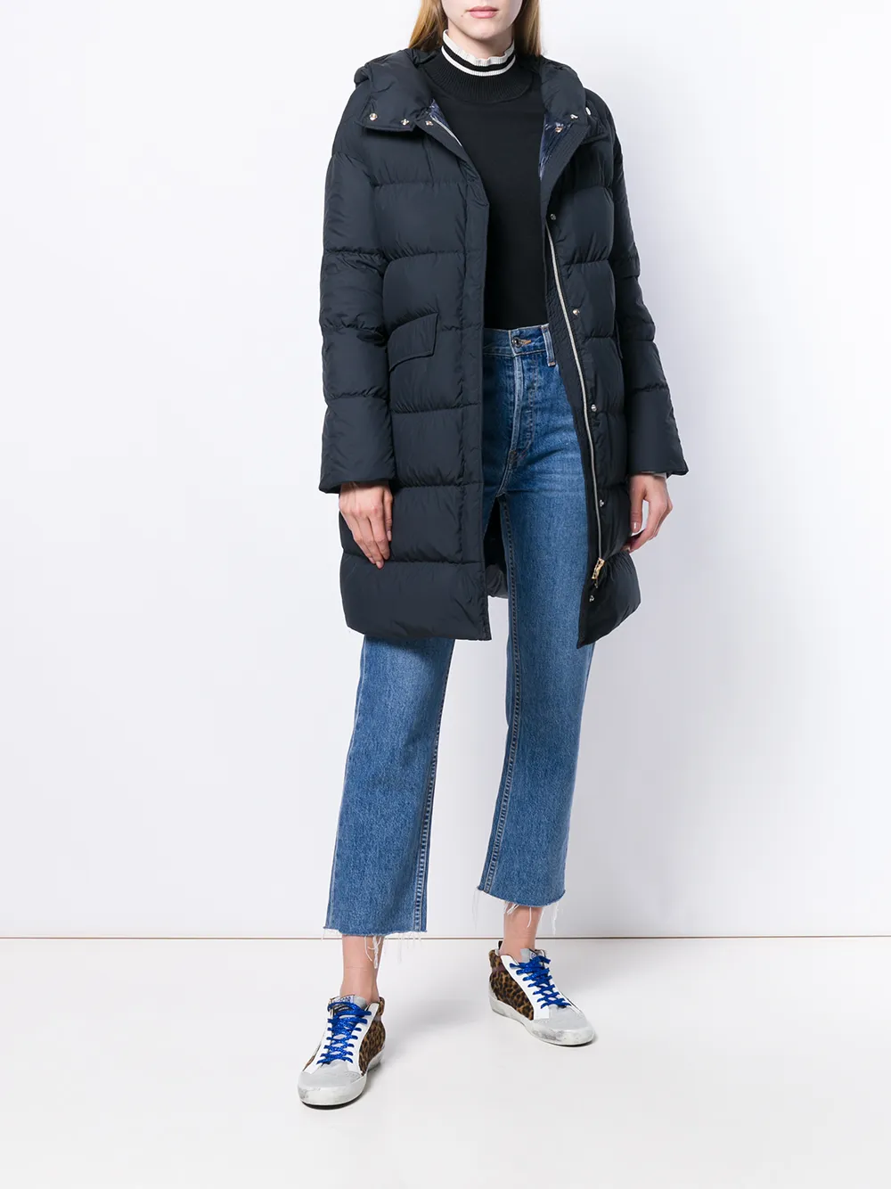 Herno Mantel met capuchon Blauw