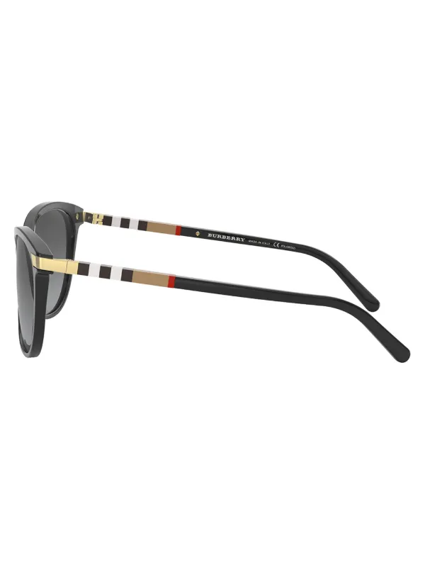 Burberry Eyewear Round Frame Sunglasses Check Round Sunglasses in Archive beige | Burberry® Official main image 2