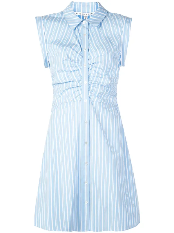 blue and white striped shirt dress