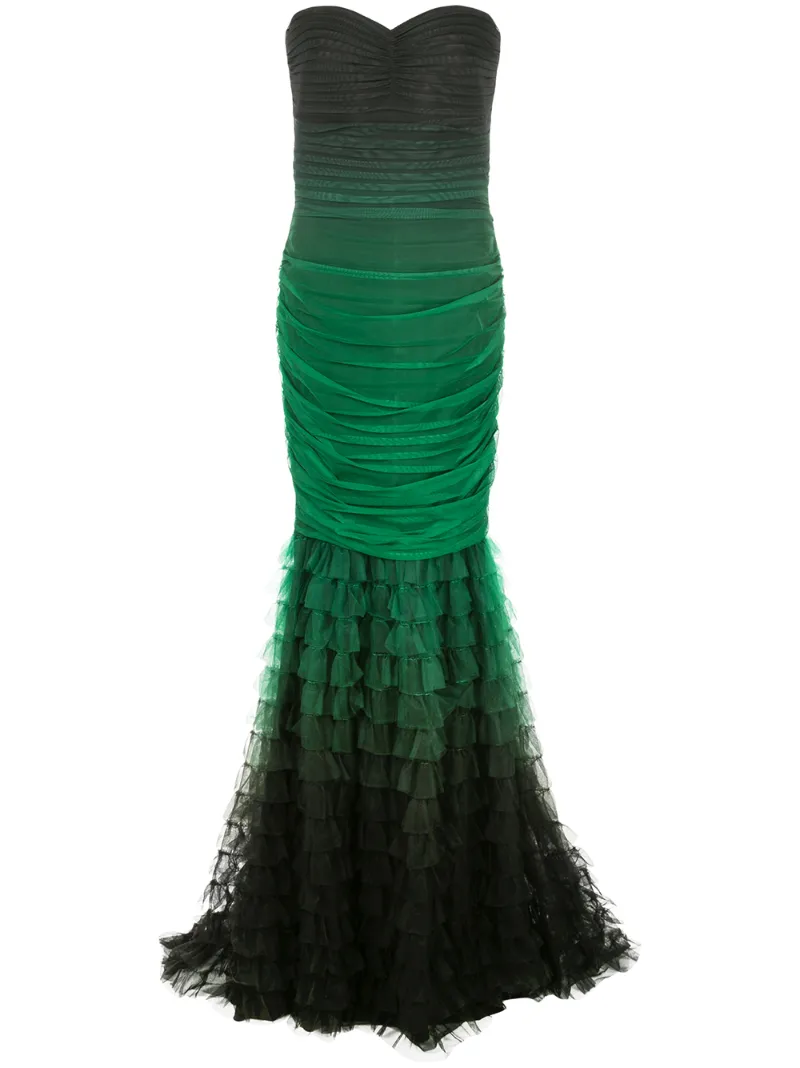 Tadashi Shoji Tops TADASHI SHOJI GATHERED TULLE MERMAID GOWN - GREEN