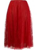 Valentino Garavani pleated chantilly lace skirt - Red