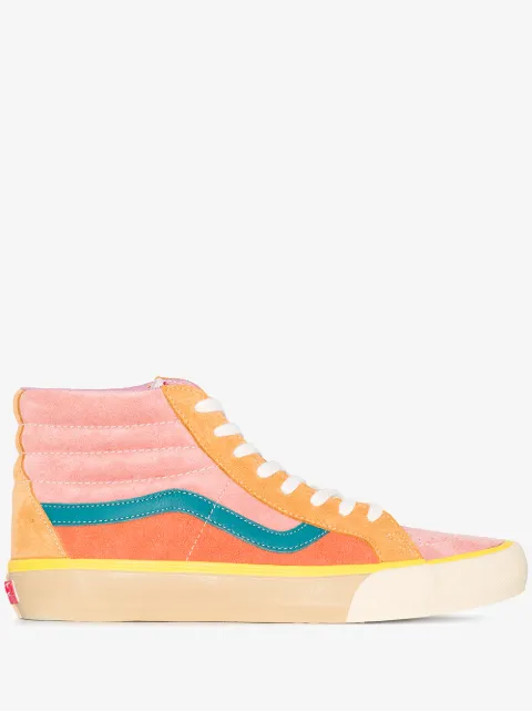pink suede high top vans