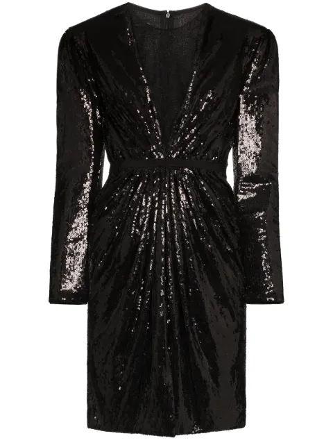 GIAMBATTISTA VALLI V-NECK SEQUIN MINI DRESS