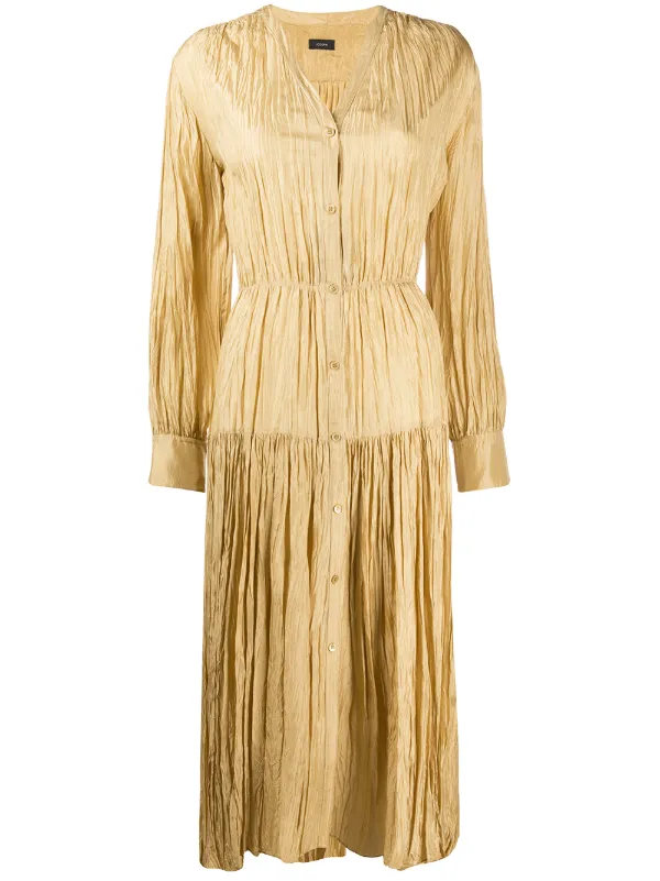 yellow pleated maxi dress
