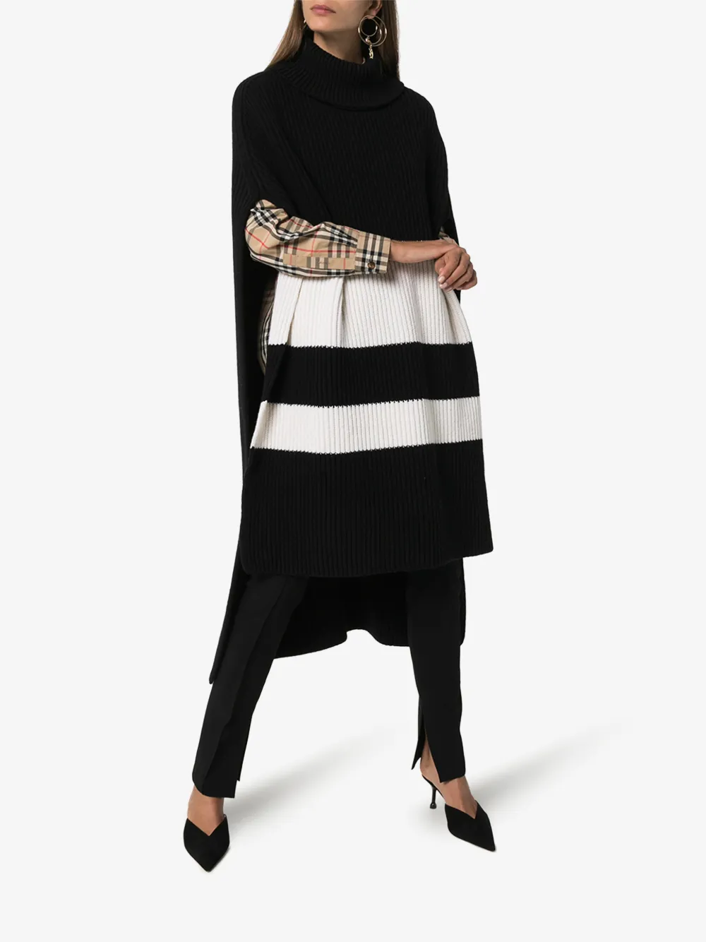 JOSEPH JOSEPH ASYMMETRIC STRIPED PONCHO,JF00372914191205