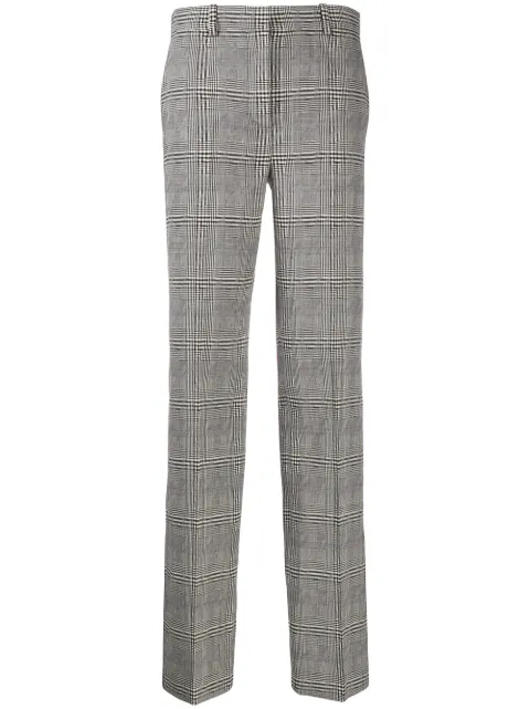 Versace Prince Of Wales-Check Wool Straight-Leg Trousers In Black | ModeSens