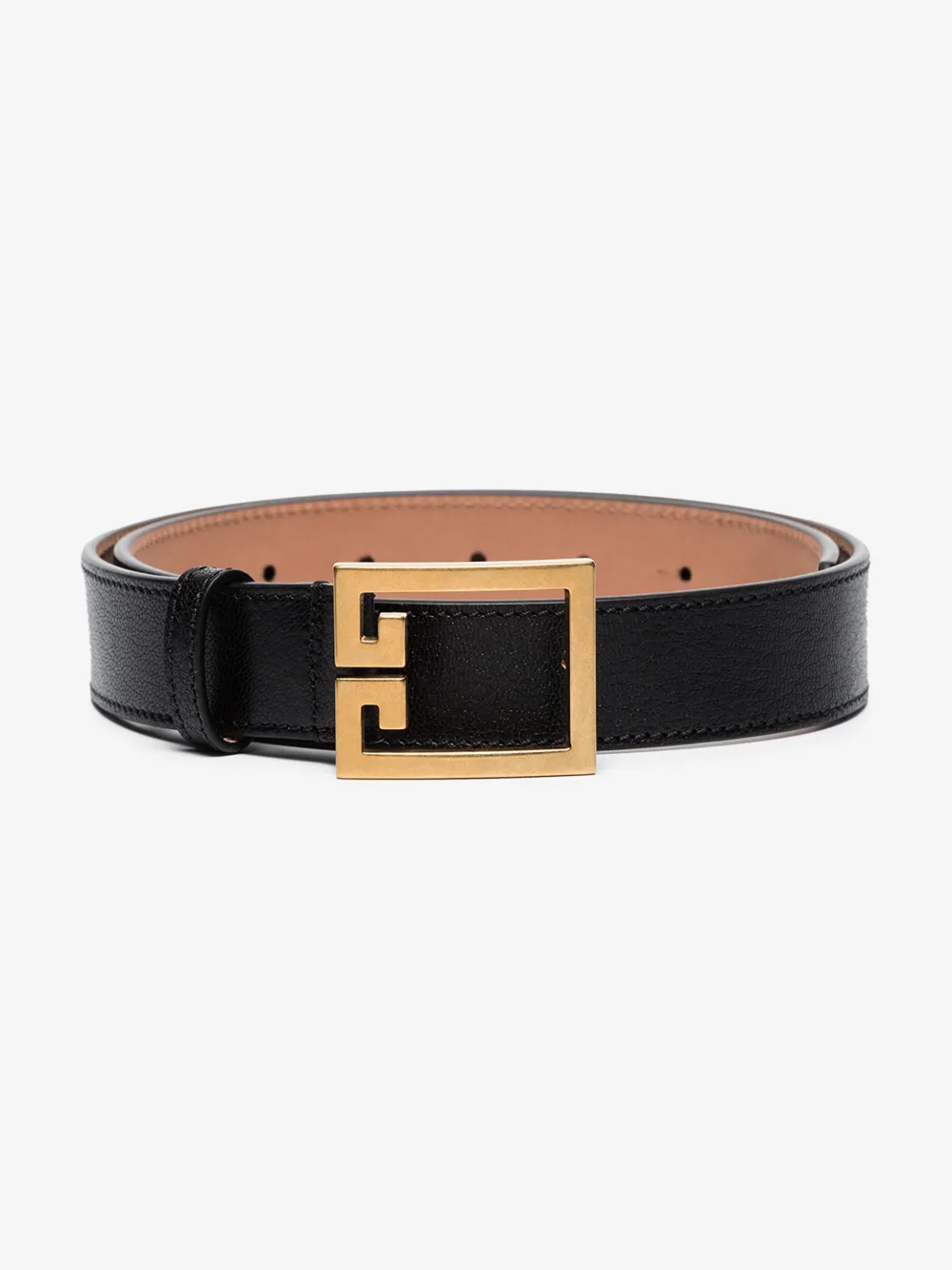 GIVENCHY GIVENCHY BLACK GV3 LEATHER LOGO BUCKLE BELT,BB400HB0NH14193962