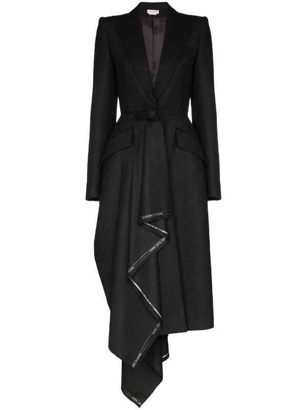 Alexander Mcqueen Draped Wool Coat Aw19 