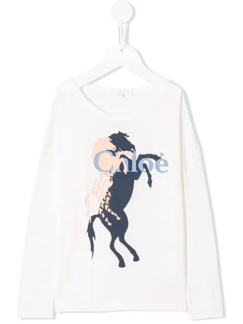 CHLOÉ LOGO PRINT LONG SLEEVE TOP