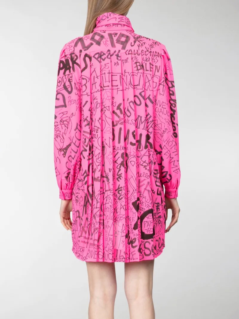 Balenciaga graffiti print pleated dress 
