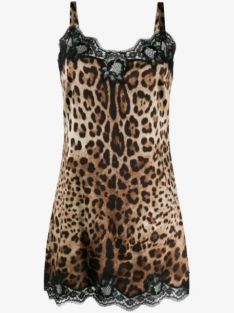 Dolce & Gabbana leopard-print satin slip dress