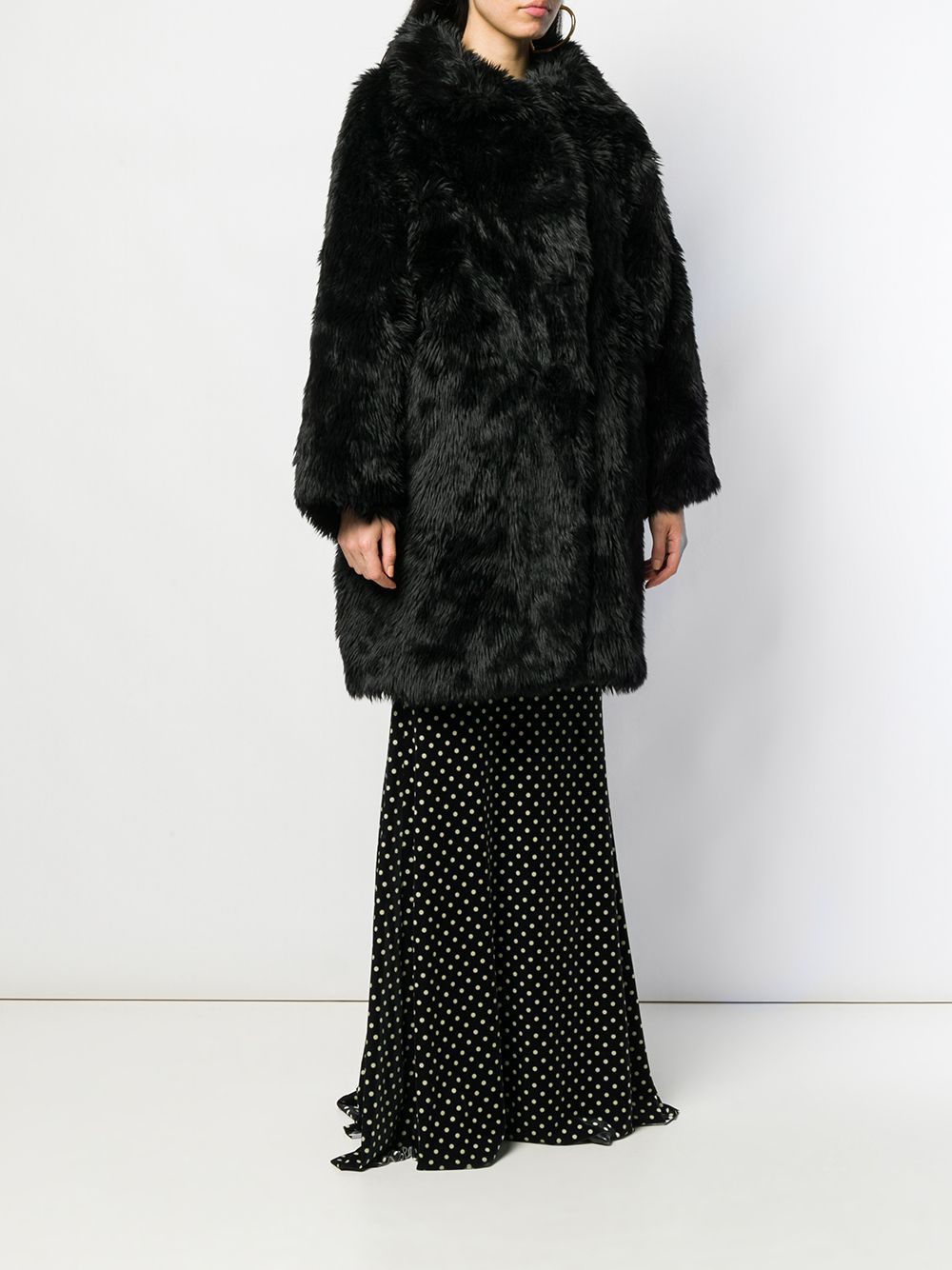 Shop Balenciaga Oversized Faux-fur Coat In Black