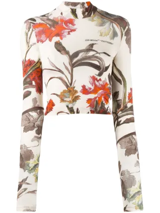 white floral turtleneck