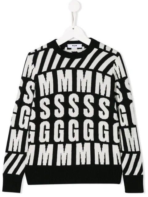 MSGM Kids knit logo print jumper