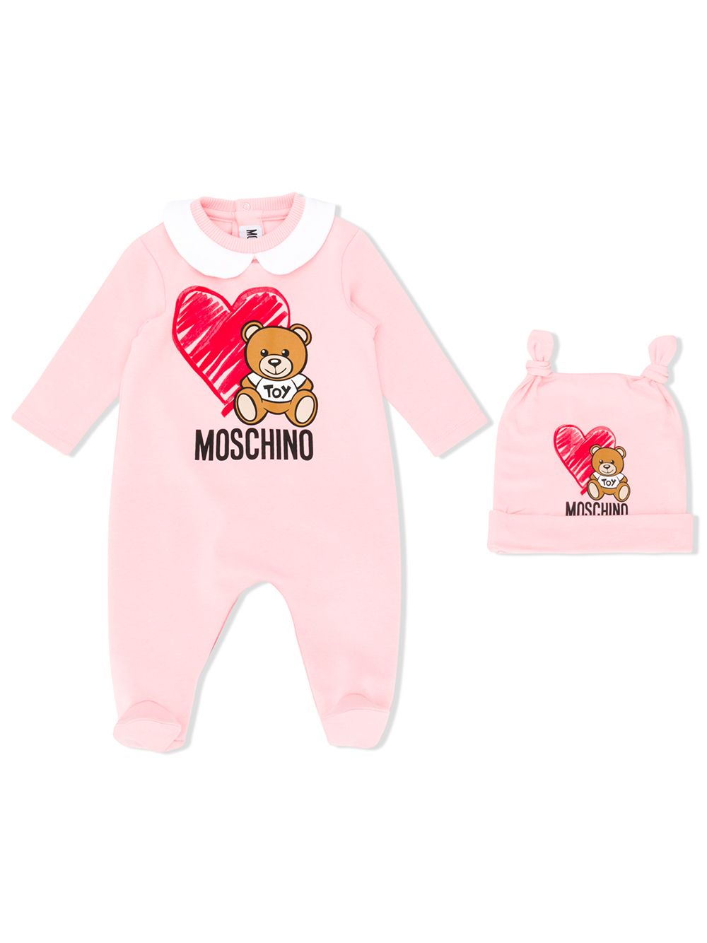 фото Moschino Kids комплект из ромпера и шапки бини с логотипом