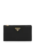 Prada logo-plaque zipped wallet - Black