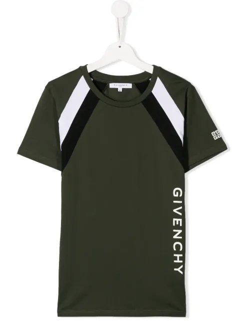 Click to view more detailed imagery on our partner's website Givenchy Kids' Logo Stripe T-shirt In Green