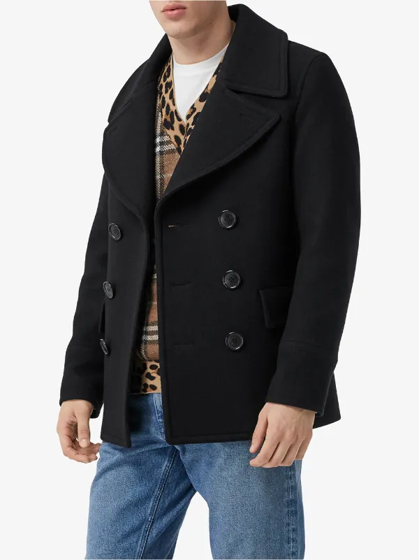 Shop Burberry Wool Blend Pea Coat with Express Delivery - FARFETCH