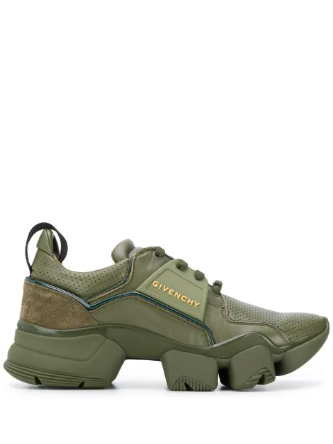 Click to view more detailed imagery on our partner's website Givenchy Jaw Raised-Sole Low-Top Leather Trainers In 305 Kaki