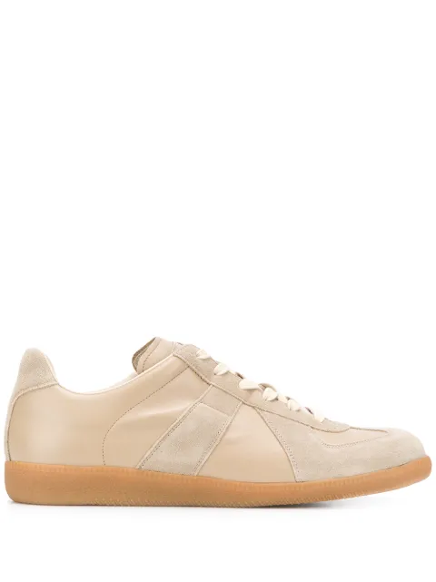 Click to view more detailed imagery on our partner's website Maison Margiela Replica Leather And Suede Sneakers In T2554 Beige