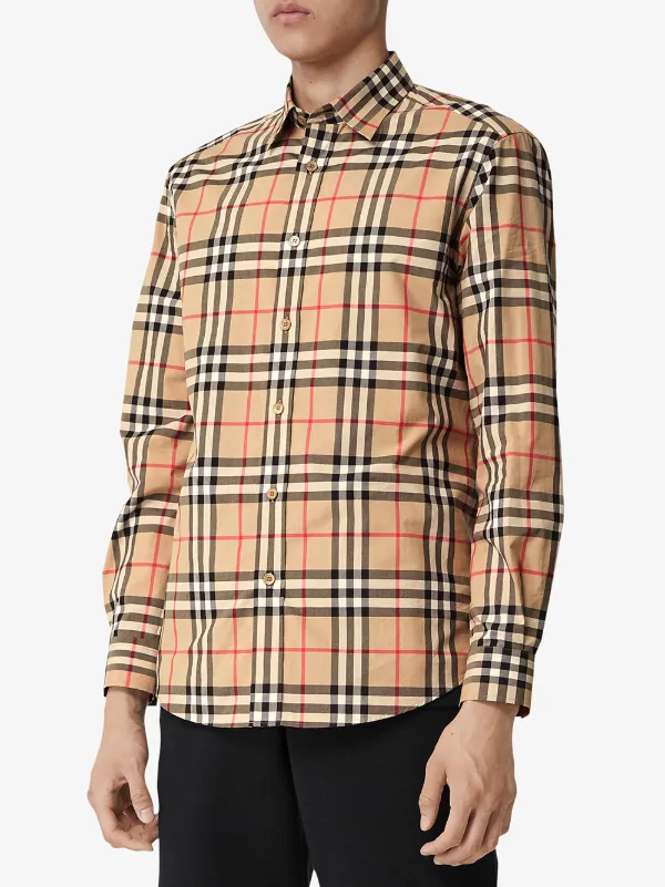 Shop Burberry Vintage Check cotton poplin shirt with Express Delivery -  FARFETCH