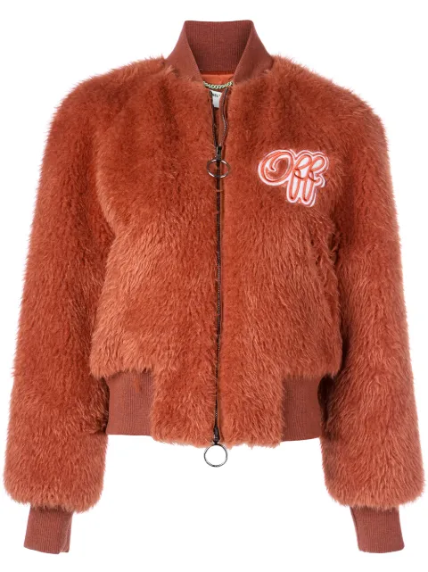 white fluffy bomber jacket