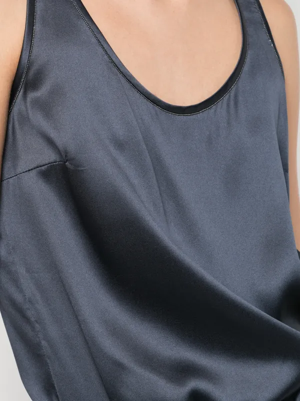 Brunello Cucinelli Silk Tank Top | Blue | FARFETCH