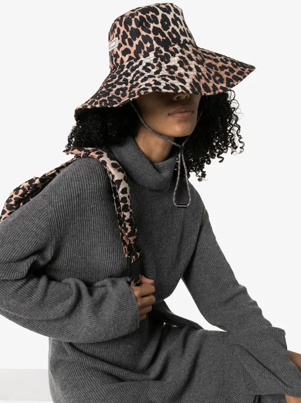 ganni bucket hat leopard