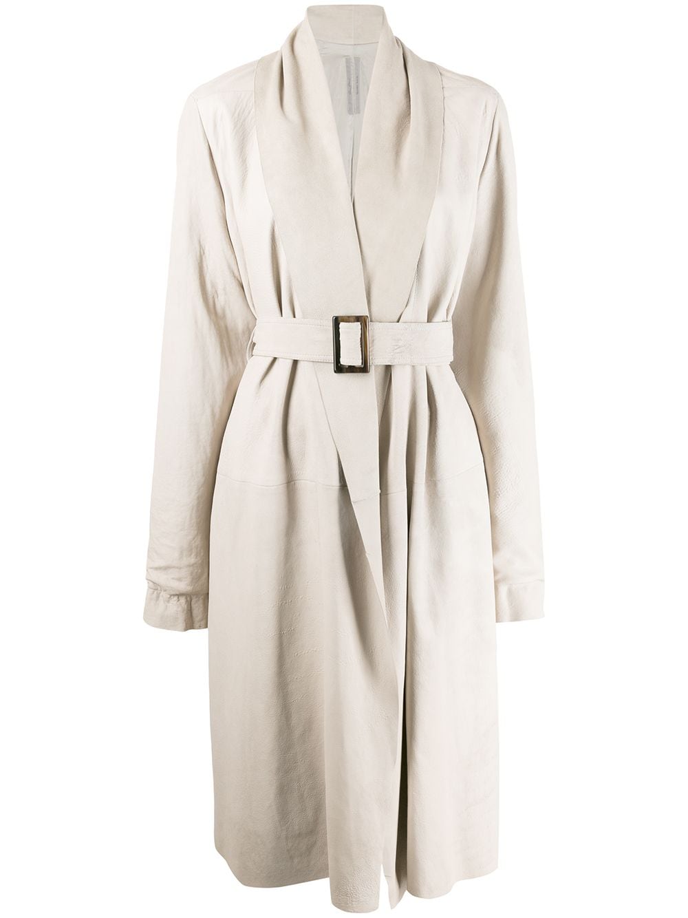 Rick Owens Belted Coat In Nude