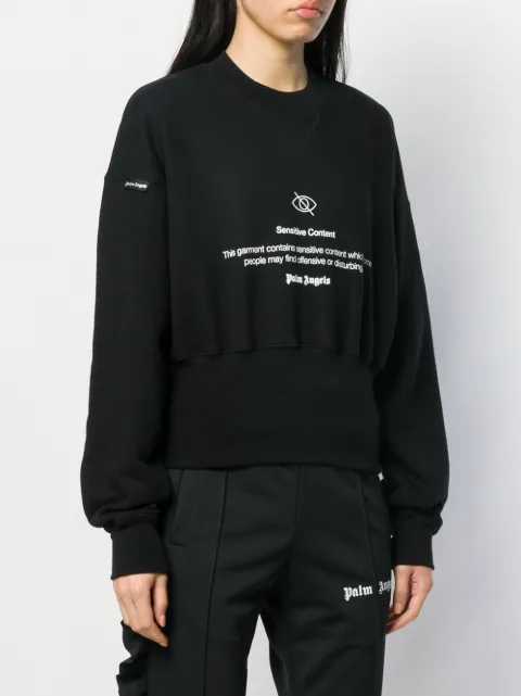 PALM ANGELS SENSITIVE CONTENT GRAPHIC PRINT SWEATSHIRT