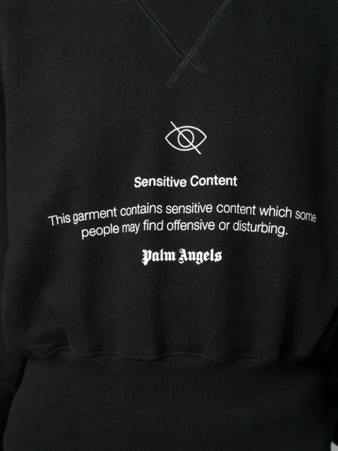 PALM ANGELS SENSITIVE CONTENT GRAPHIC PRINT SWEATSHIRT
