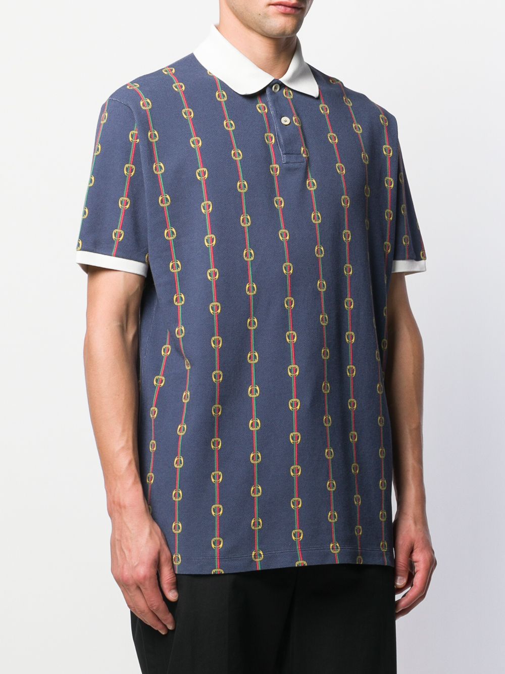 Gucci Horsebit Chain Print Oversized Polo Shirt - Farfetch