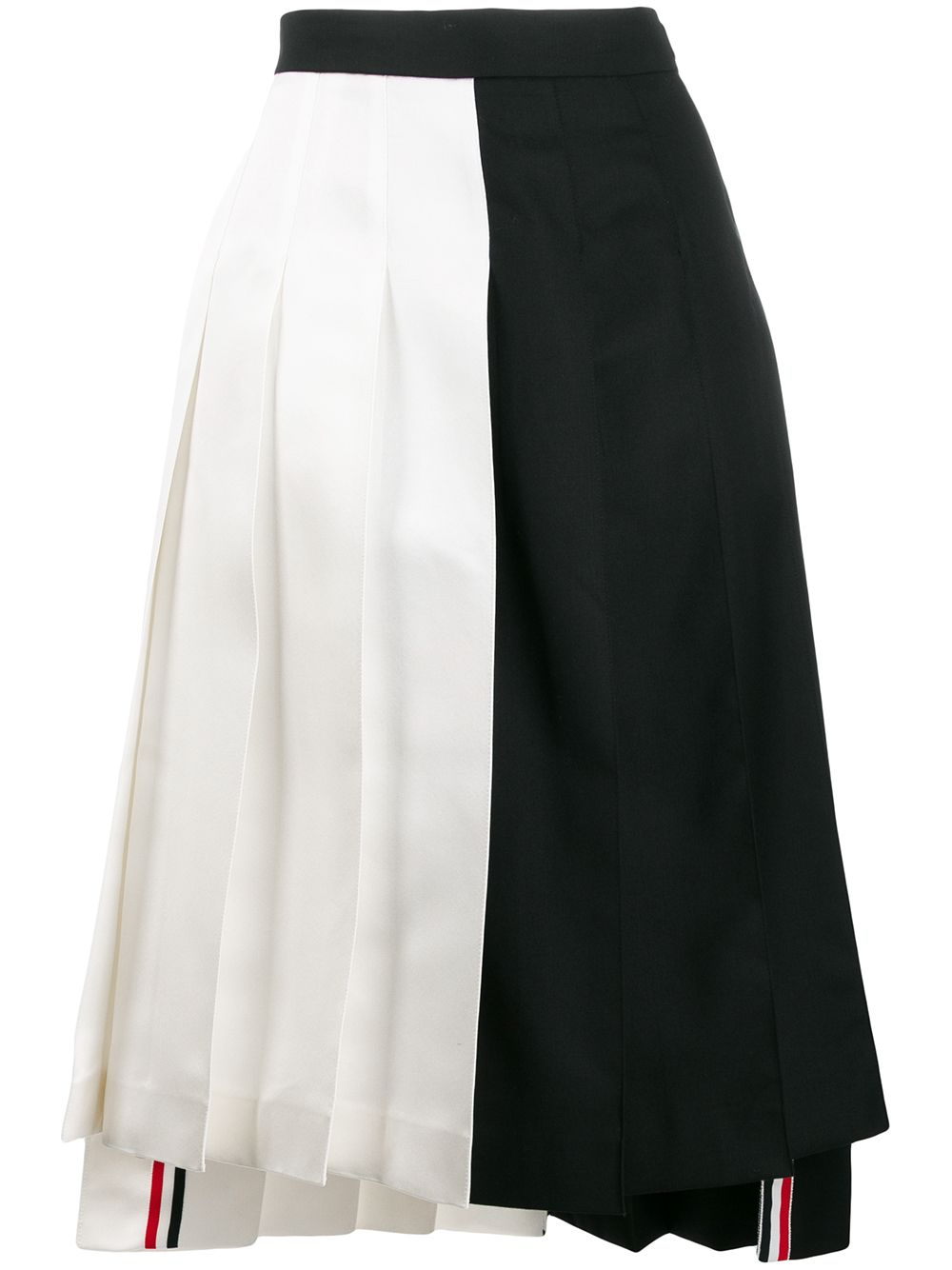 jupe mi-longue plissée bicolore