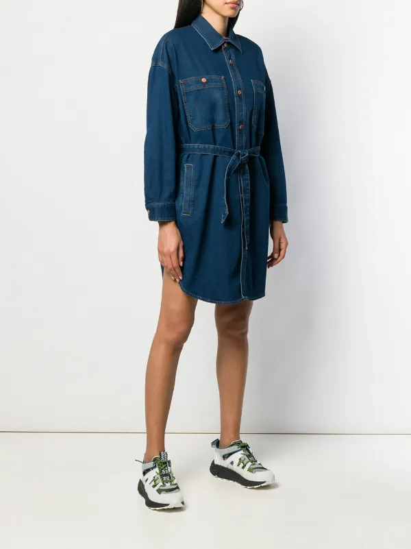 diesel denim dress ladies Women's Mini dress in micro-crystal denim | Blue
