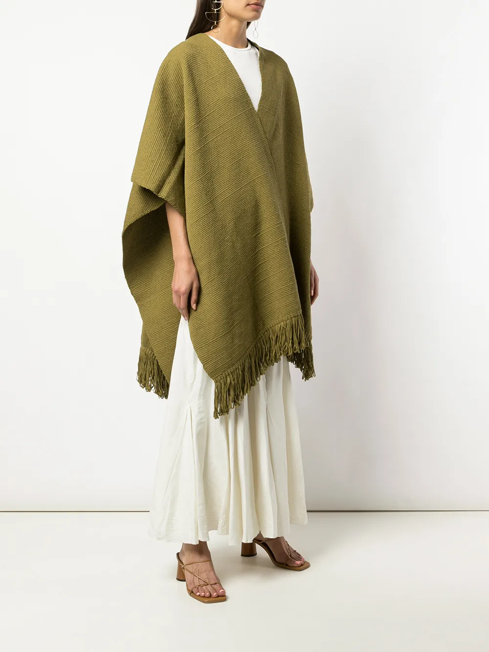 Voz Short-sleeve Flared Cardi-coat In Green