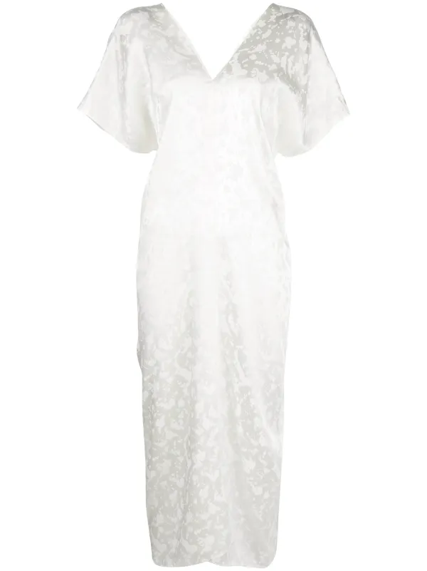 white midi dress with short sleeves